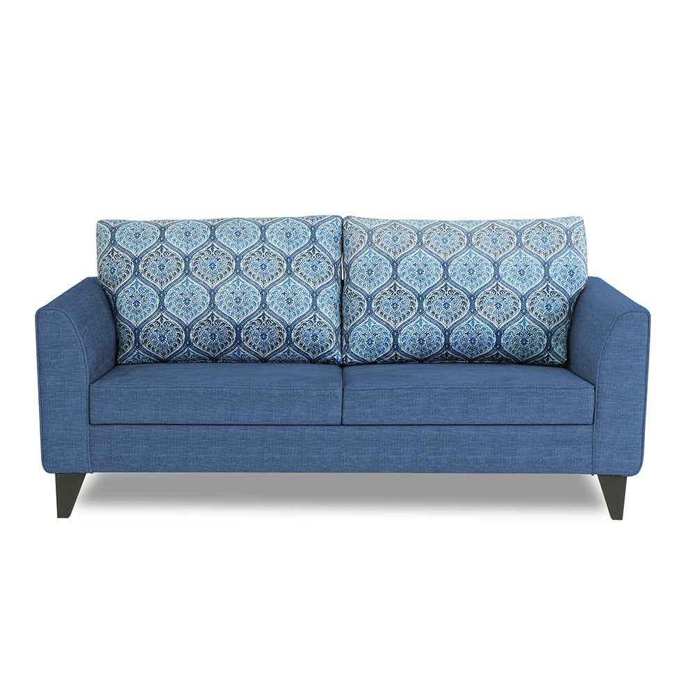 Adorn India Cortina Damask 3 Seater Sofa (Blue)