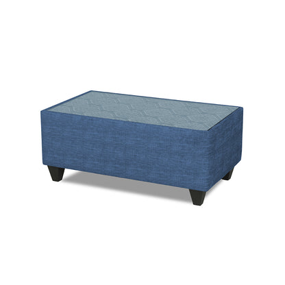 Adorn India Cortina Damask (3 Years Warranty) 3+1+1 5 Seater Sofa Set with Centre Table (Blue) Modern