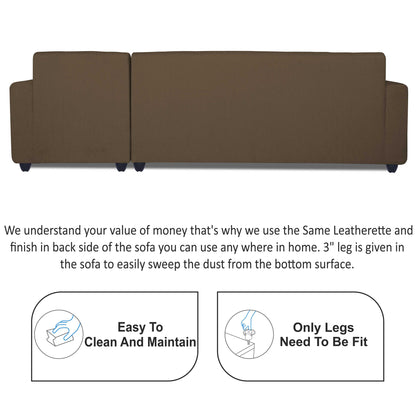 Adorn India Rio Decent L Shape 6 Seater Corner Sofa Set Right Side Handle (Brown) (3 Year Warranty)